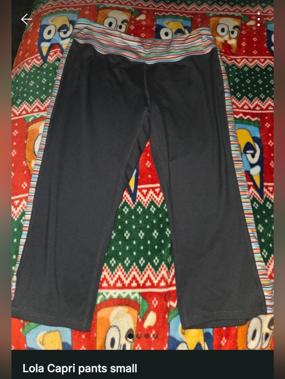 Women's Gray Capri Leggings with Multicolor Stripe Waistband